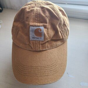 Carhartt Kids Tan Duck Canvas Logo Patch Adjustable Cotton Baseball Cap